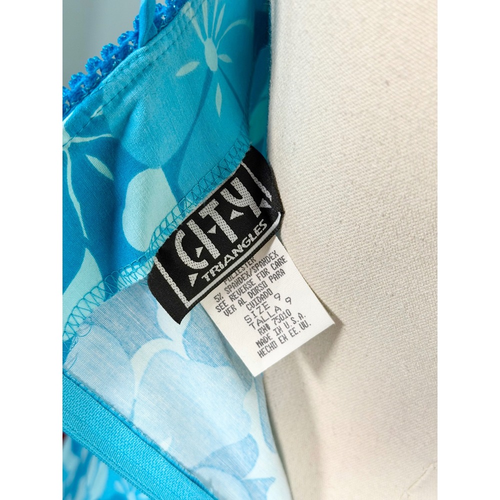 Vintage 1990s / 2000s Blue Flower Dress 90s Y2K Hawaiian Beach Frutiger Aero - Picture 10 of 10